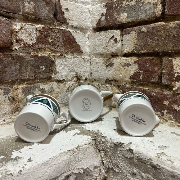 Vintage CHRISTIAN DIOR Creamer Set. 
3 Green and Gold Creamers perfect for milk - Picture 2 of 10